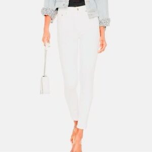 NWOT PISTOLA Jennifer Distressed Cropped Skinny Jeans in White Size 27